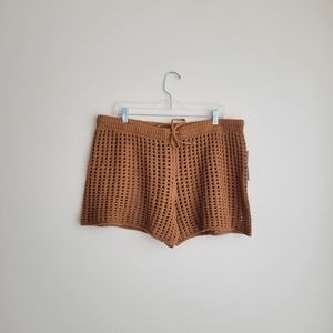 NWT Wild Fable Brown Crochet Loose Fit Crochet Mesh Shorts